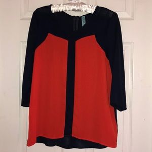 Blouse (navy blue and burnt orange)